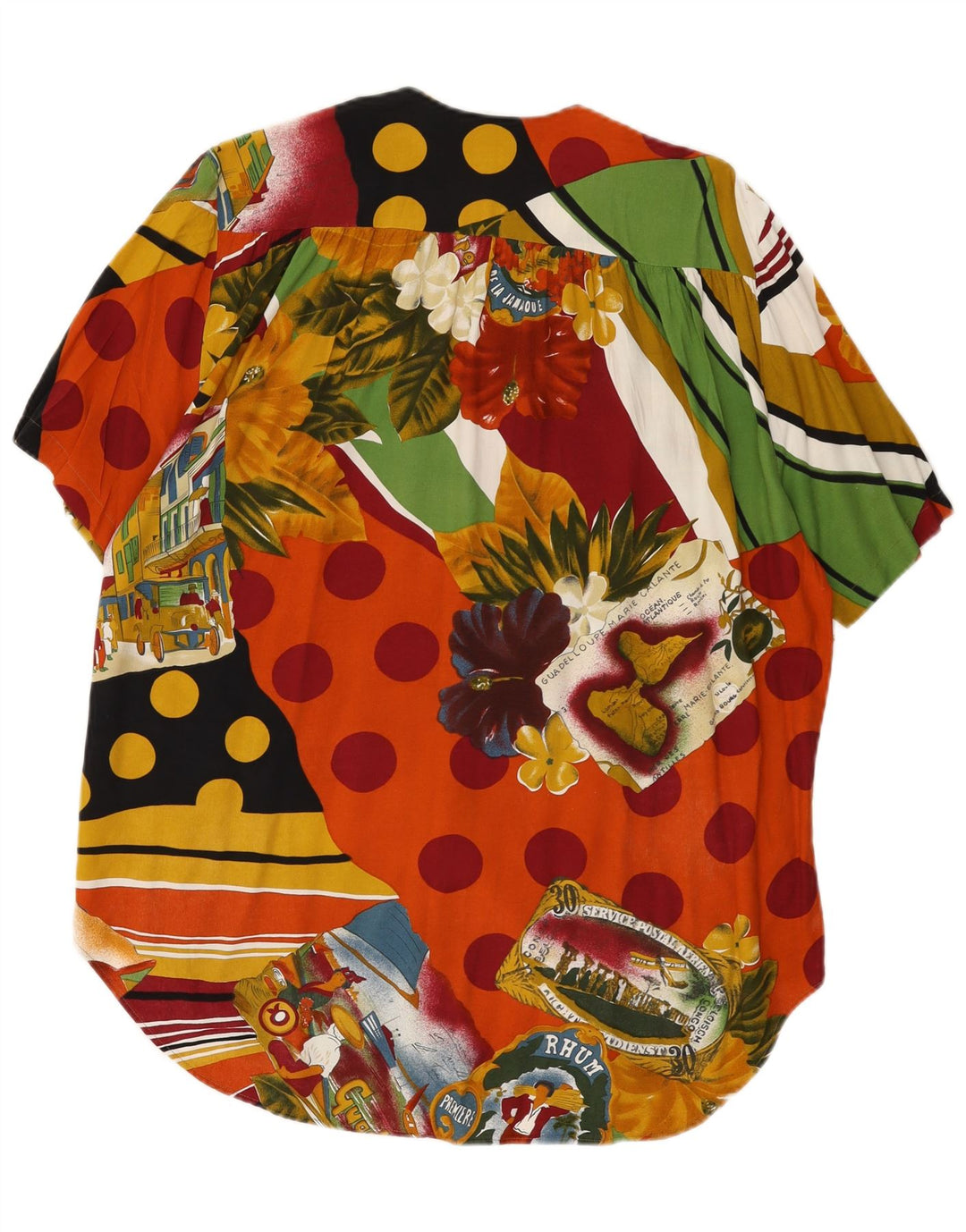 vintage Femme Motif Abstrait Chemise Blouse UK 18 XL Viscose Multicolore