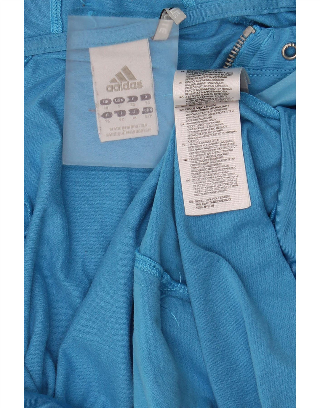 Adidas Pull à capuche zippé pour femme UK 10 Petit Bleu Polyester