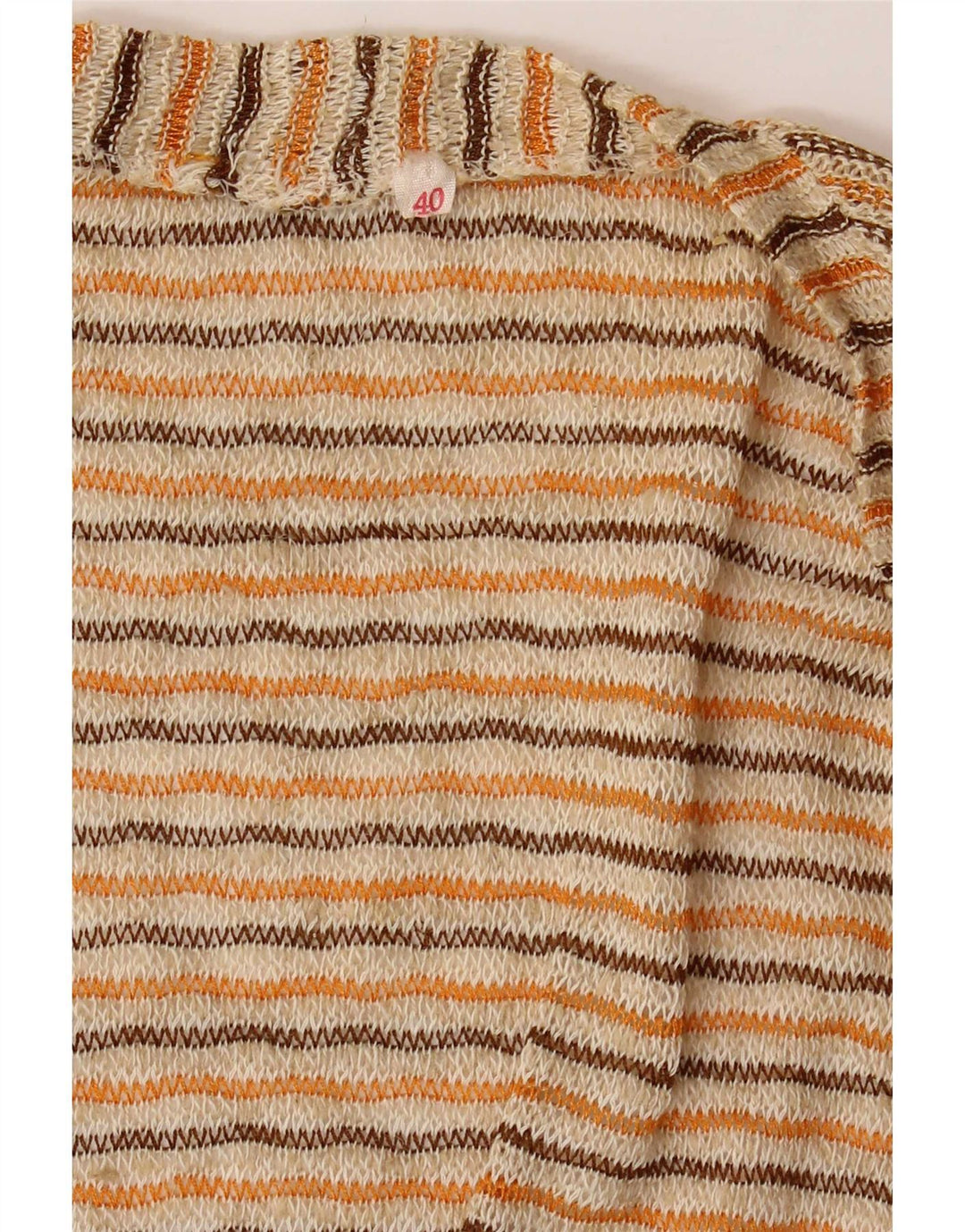 vintage Femmes Crop Cardigan Top EU 40 Moyen Beige Rayé