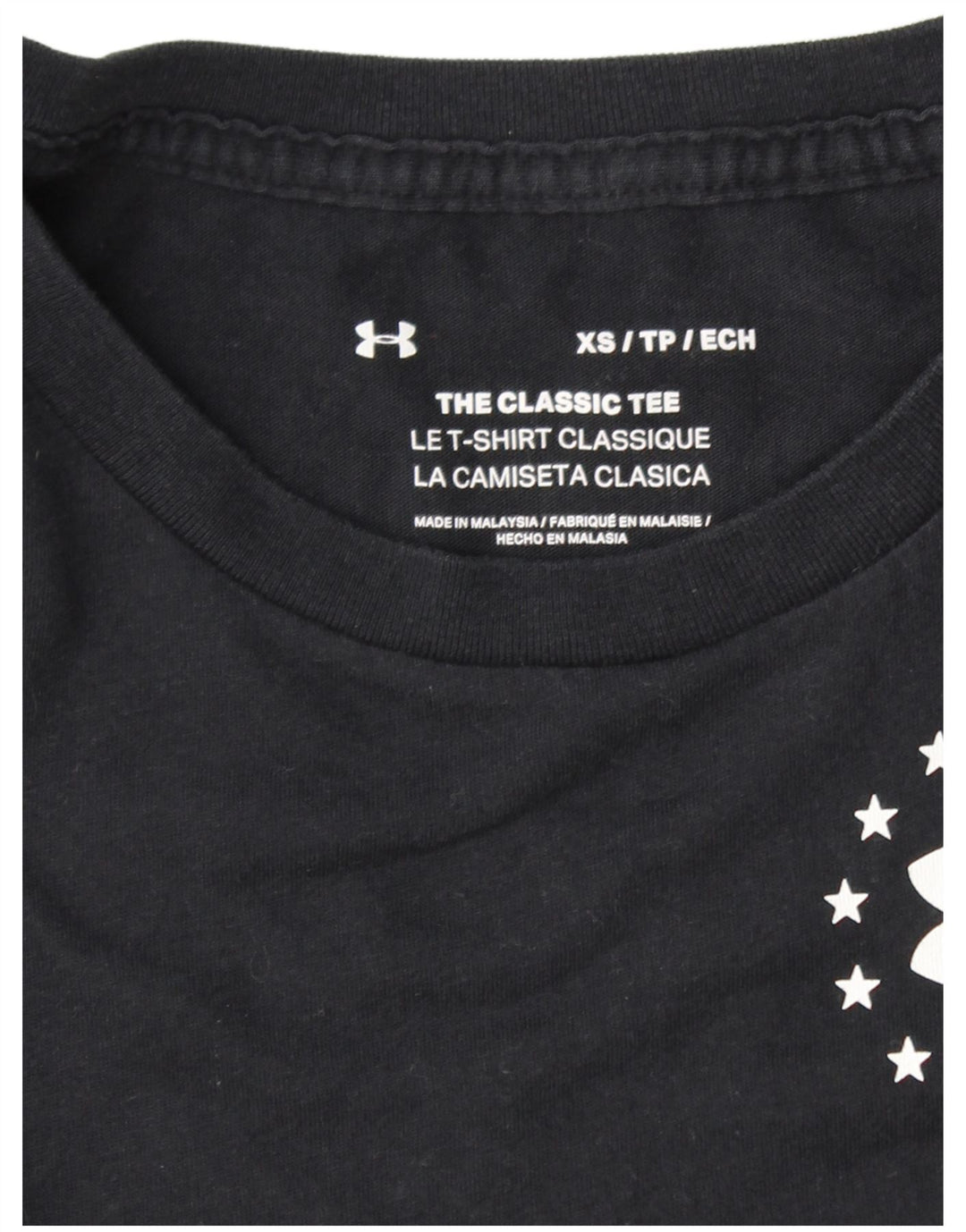 UNDER ARMOUR T-shirt graphique pour femme UK 6 XS Noir rayé