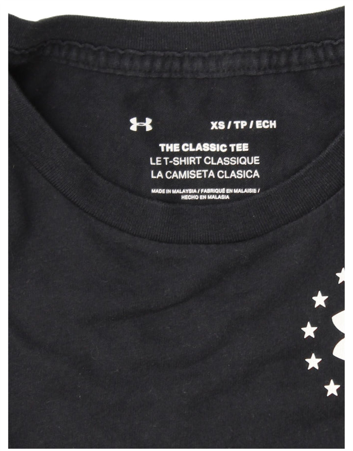 UNDER ARMOUR T-shirt graphique pour femme UK 6 XS Noir rayé