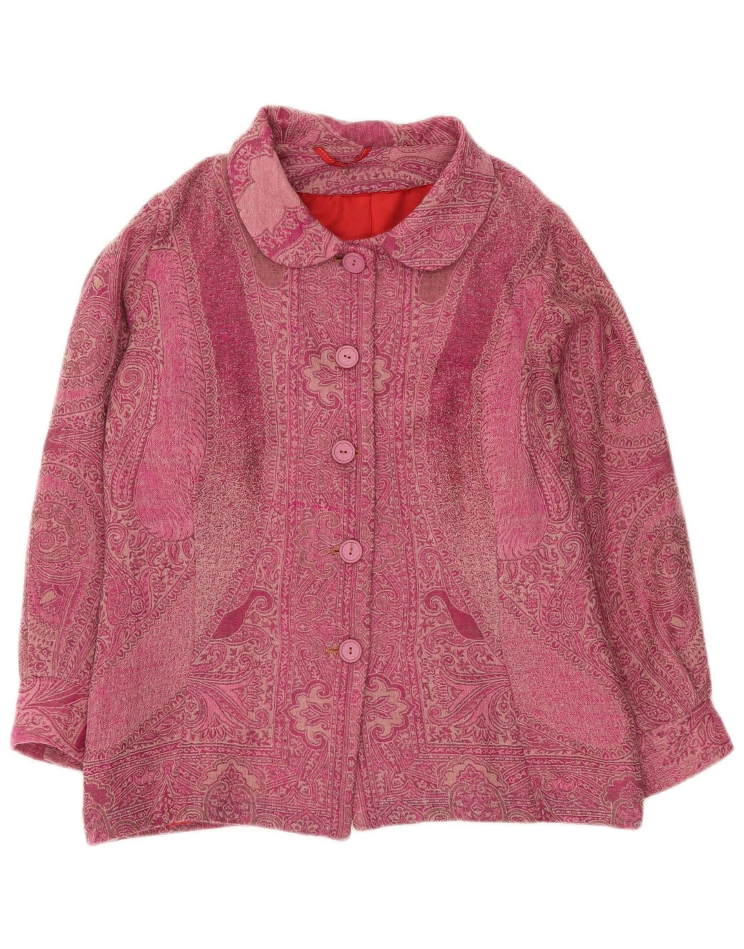 Veste Bomber Femme Vintage UK 16 Grand Paisley Rose