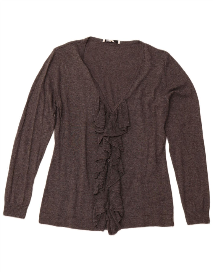 Dkny Cardigan à volants pour femme en coton gris moyen UK 12
