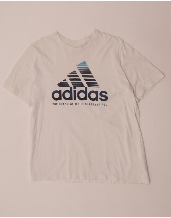 Adidas T-shirt graphique pour hommes, grand, en coton blanc