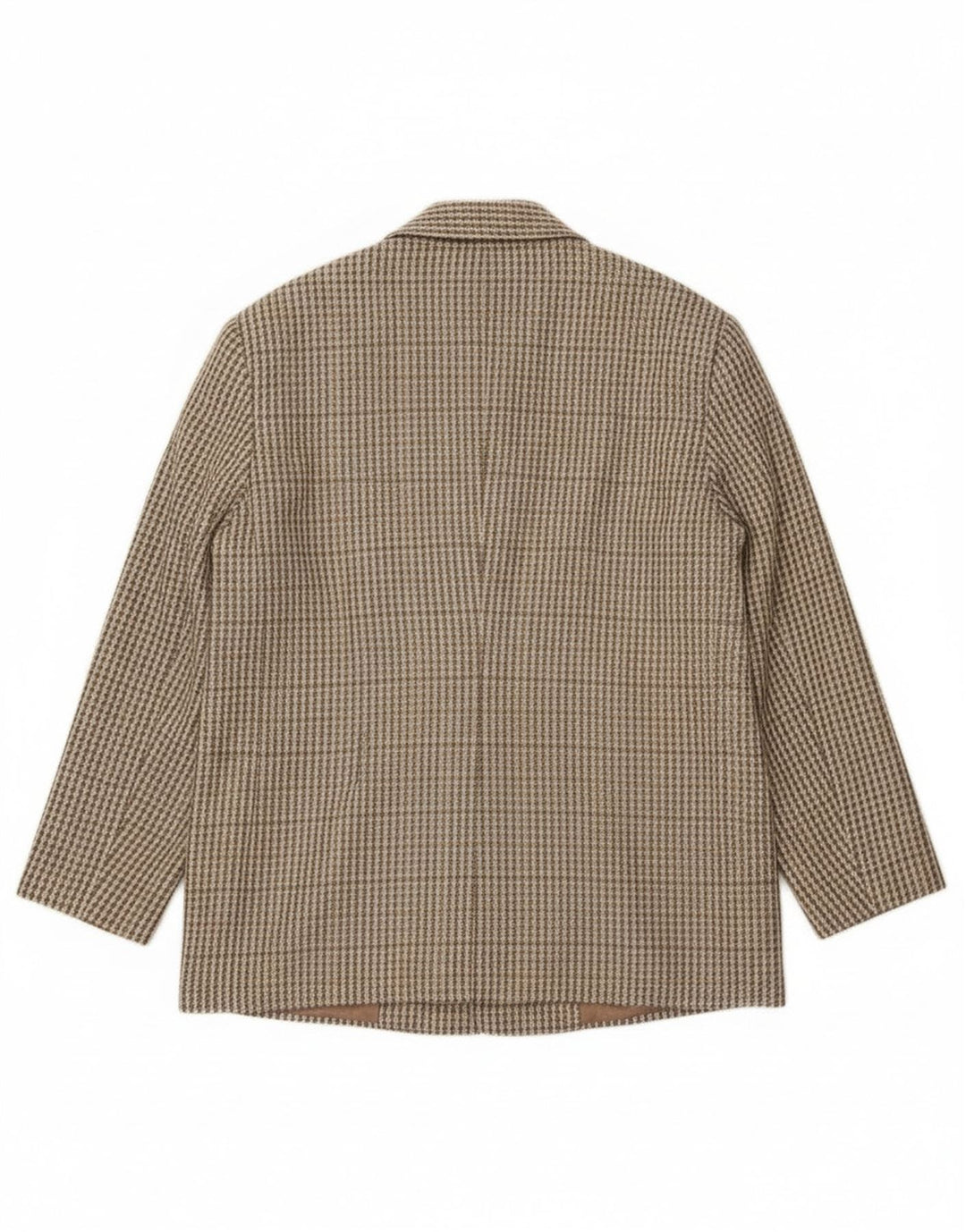 vintage Femme 2 Bouton Blazer Veste IT 46 Grande Laine Vichy Kaki