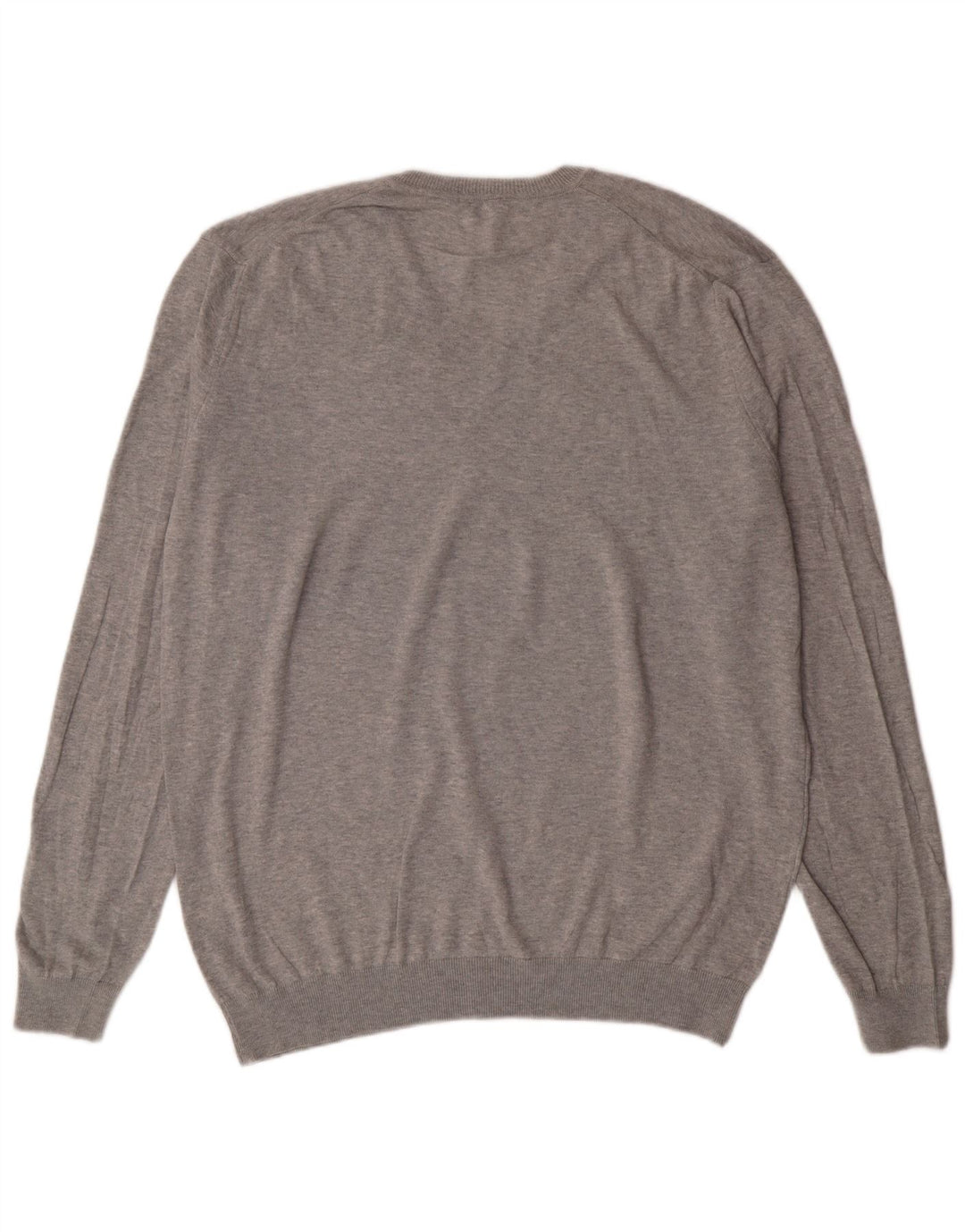 United Colors of Benetton Pull col V Homme XL Gris Coton Classique
