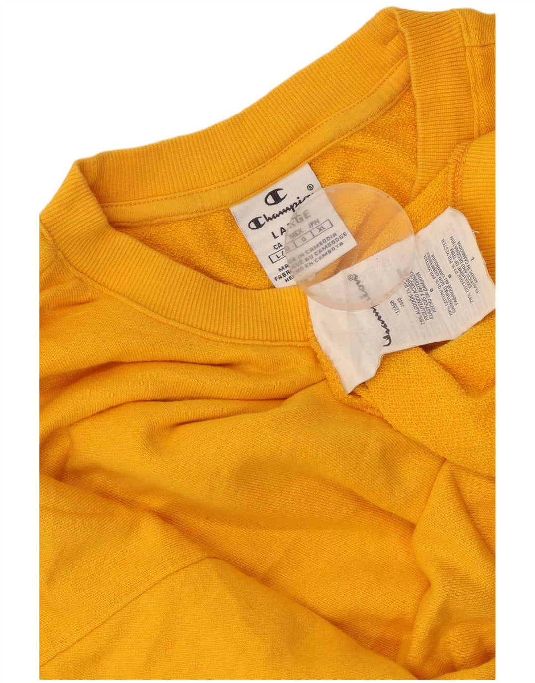 CHAMPION Sweat-shirt court pour femme UK 16 Grand coton jaune