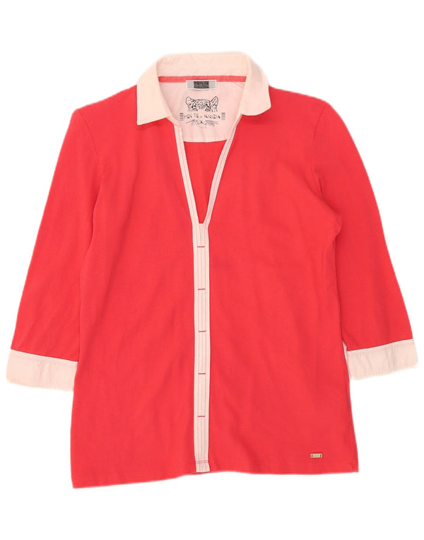Perte by Krizia Haut chemisier à manches 3/4 pour femme UK 12 Rouge moyen Colourblock