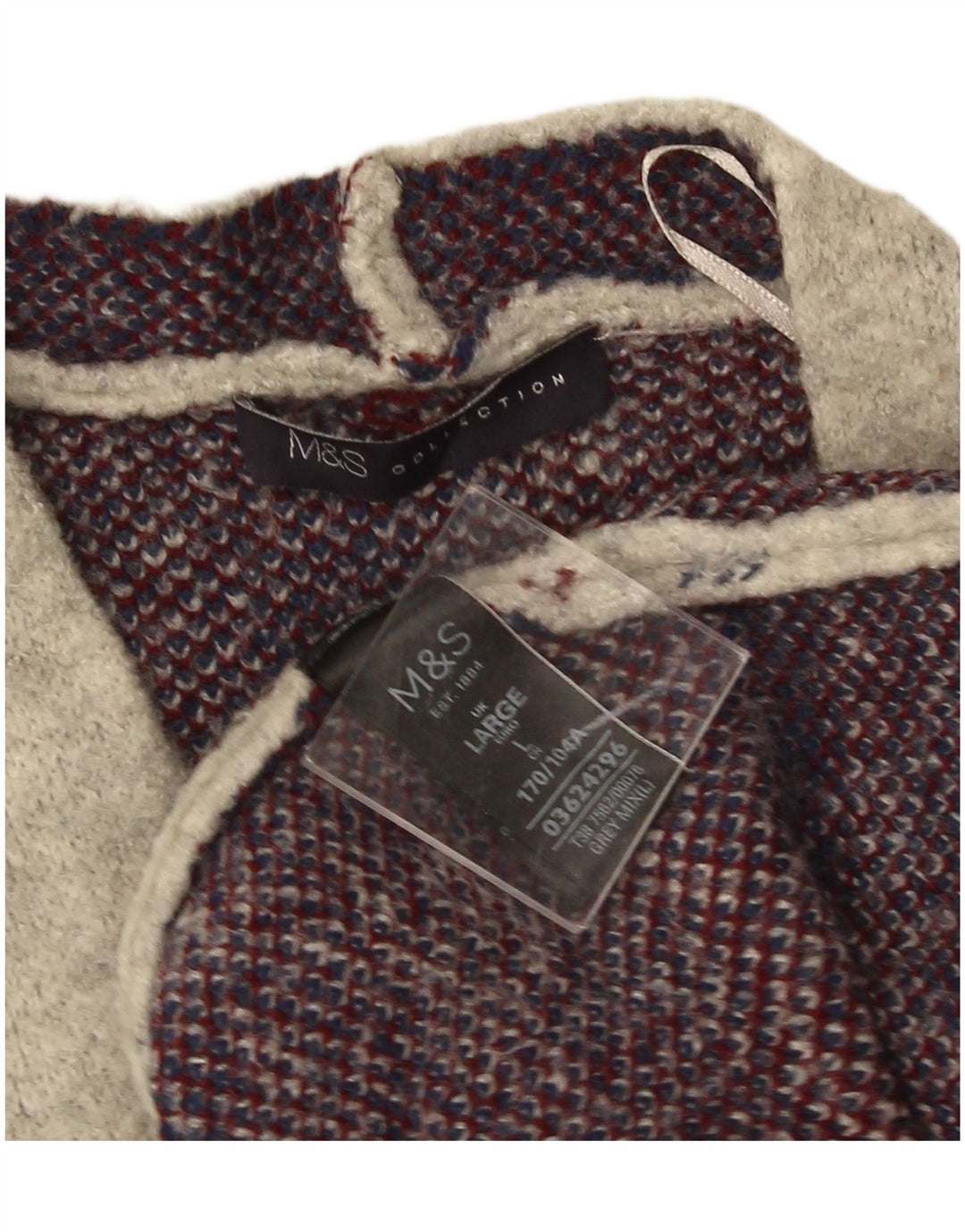 Marks & Spencer Pull cardigan long pour femme UK 16 Grand carreaux gris