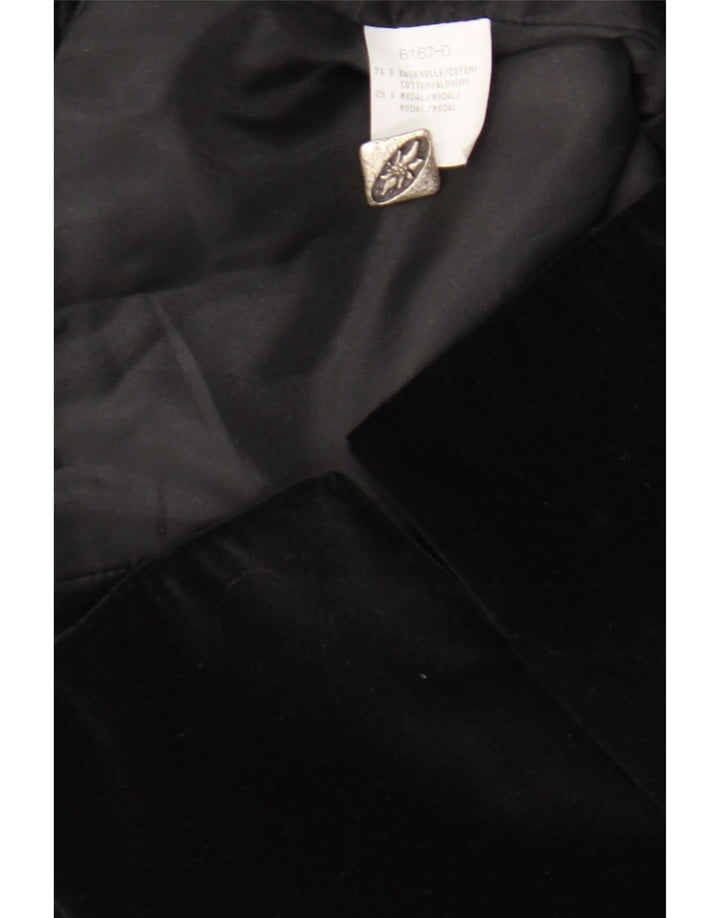vintage Femme Velours 6 Bouton Blazer Veste UK 14 Moyen Noir Coton