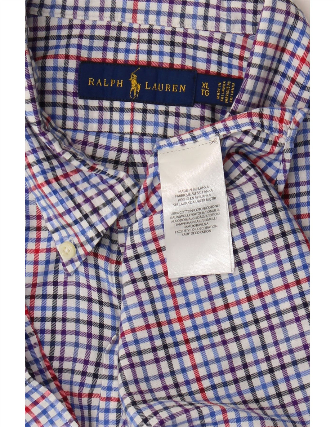 Ralph Lauren Chemise en flanelle pour homme XL en coton vichy multicolore