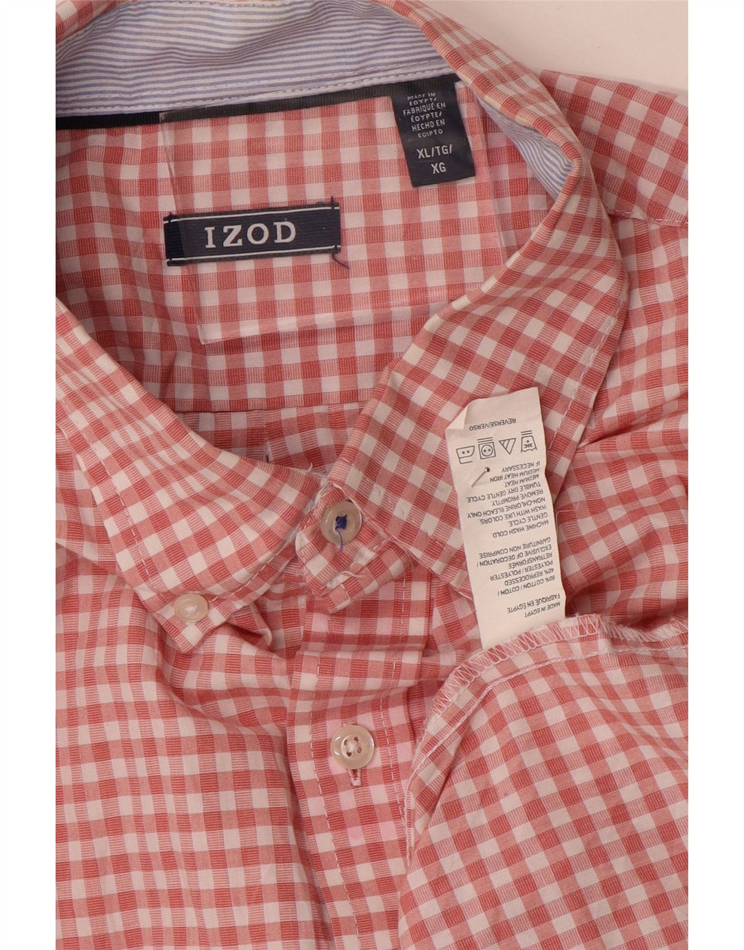 IZOD Chemise Homme XL Coton Vichy Rose