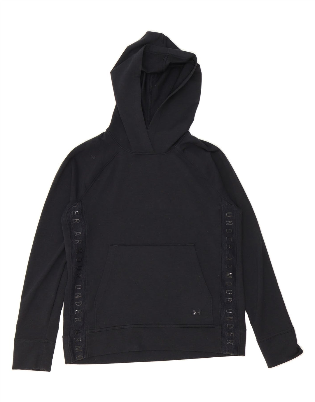 UNDER ARMOUR Mens Graphic Hoodie Jumper Small Black Vintage Under Armour and Second-Hand Under Armour from Messina Hembry 