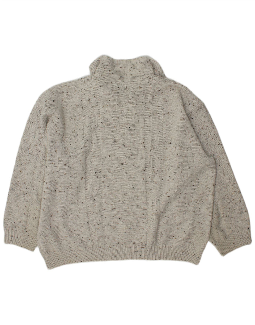 C&A Homme Canda Zip Neck Jumper Pull Large Blanc Cassé Acrylique Moucheté