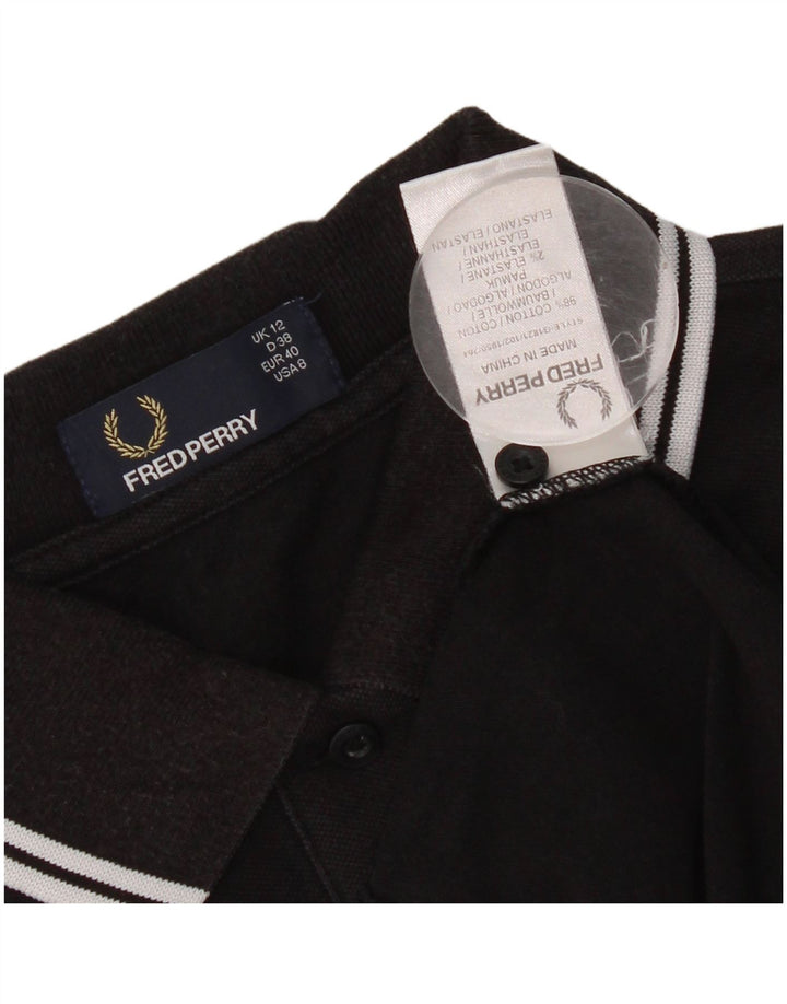 Fred Perry Polo Femme UK 12 Coton Noir Moyen