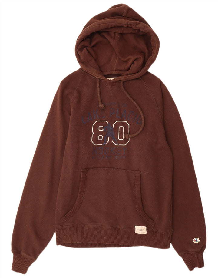CHAMPION Pull à Capuche Graphique Homme Marron Moyen Coton