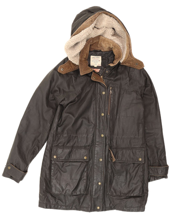 Fat Face Veste Parka surdimensionnée à capuche pour femme UK 10 Petit coton marron
