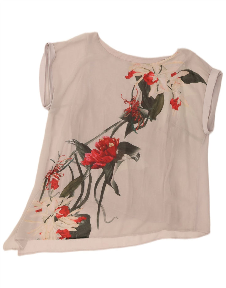 Coast Chemisier asymétrique pour femme UK 46 Grand gris floral en polyester