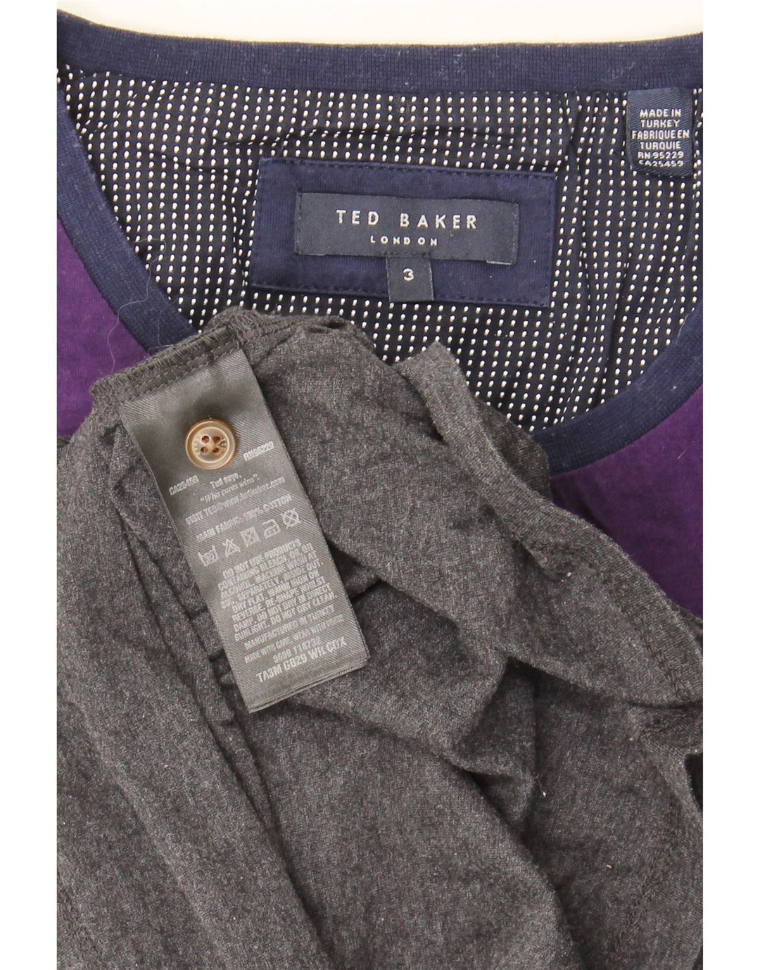 Ted Baker T-Shirt Homme Taille 3 Gris Moyen Colorblock Coton