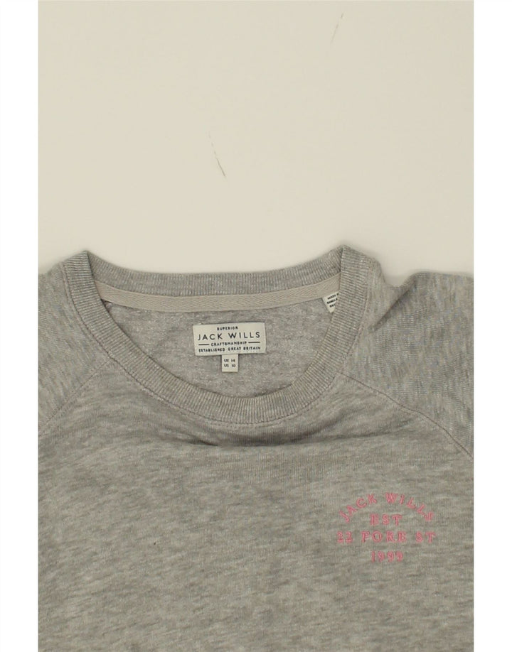 JACK WILLS Womens Sweatshirt Jumper UK 14 Large  Grey Cotton Vintage Jack Wills and Second-Hand Jack Wills from Messina Hembry 
