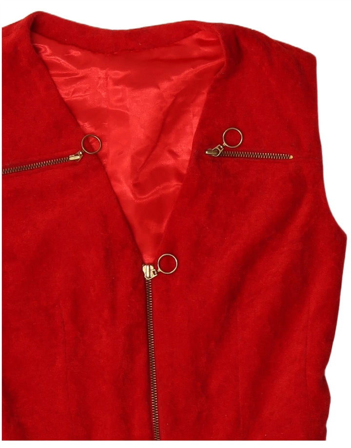 VINTAGE Gilet Femme UK 14 Rouge Moyen