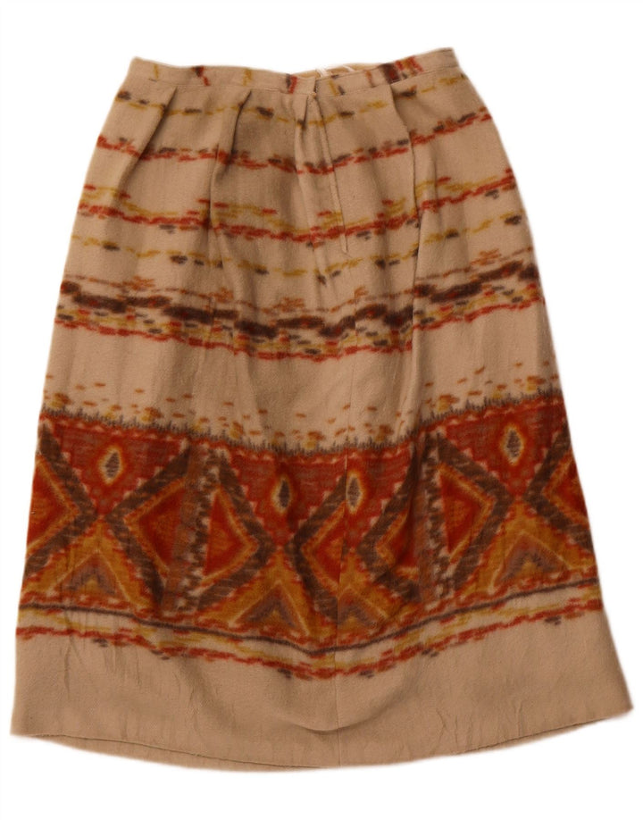 VINTAGE Jupe trapèze femme W28 Beige moyen géométrique
