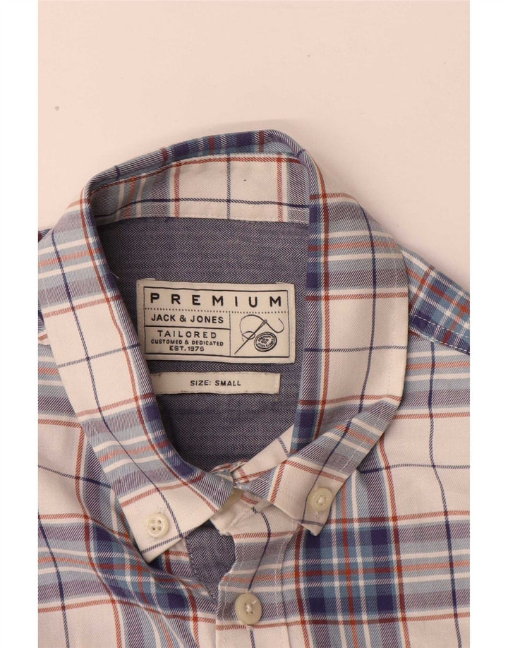 Jack & Jones Chemise ajustée en coton à petits carreaux bleus