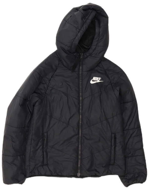 Nike Veste matelassée surdimensionnée à capuche pour femme UK 10 Petit Noir Polyester