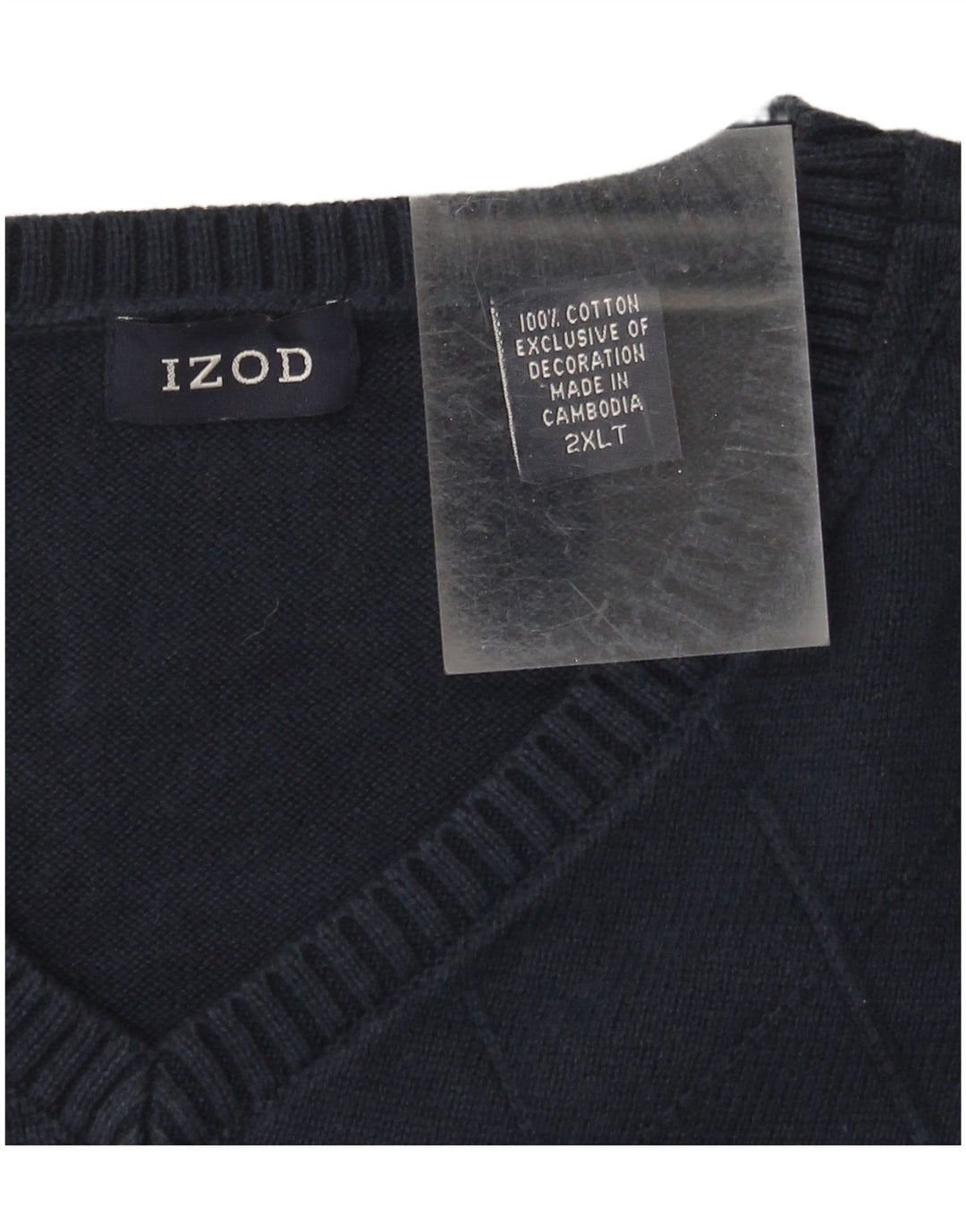 Izod Mens Tall Vest Débardeur 2XL Bleu Marine Argyle/Diamant Coton