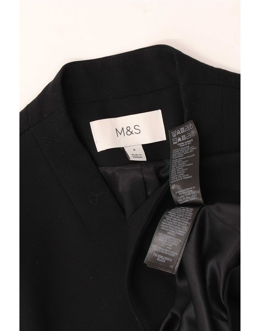 Marks & Spencer Veste blazer ouverte pour femme UK 8 Small Noir Polyester