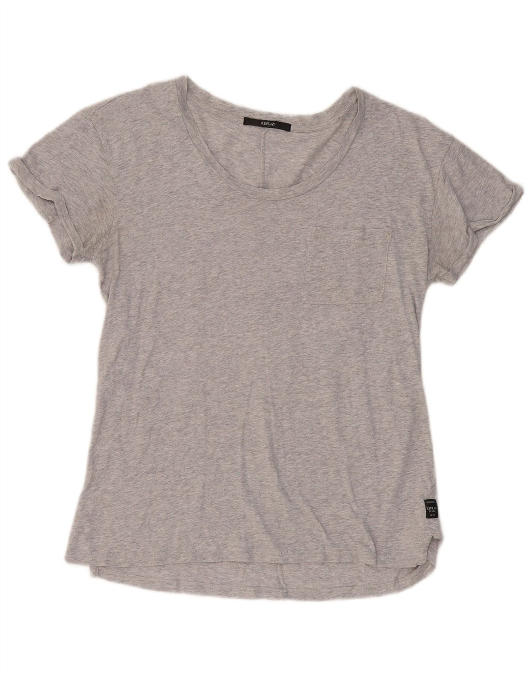 REPLAY T-Shirt Femme Top UK 10 Small Gris