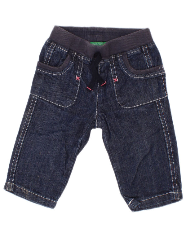 Benetton Short en Jean Bébé Fille 3-6 Mois W18 Bleu Marine Coton