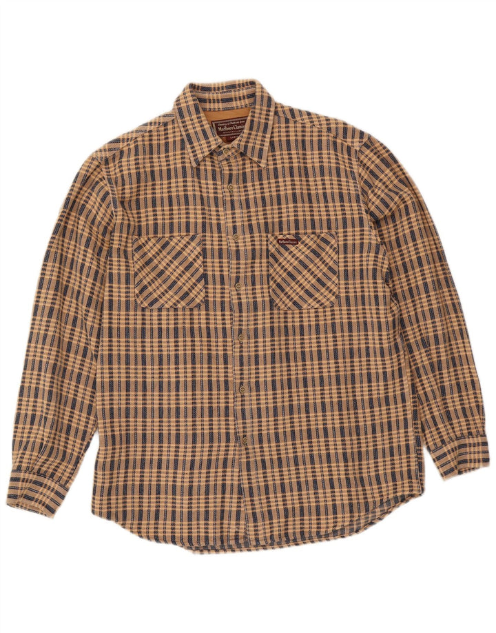 Marlboro Classics Chemise en flanelle pour homme en coton à carreaux beiges