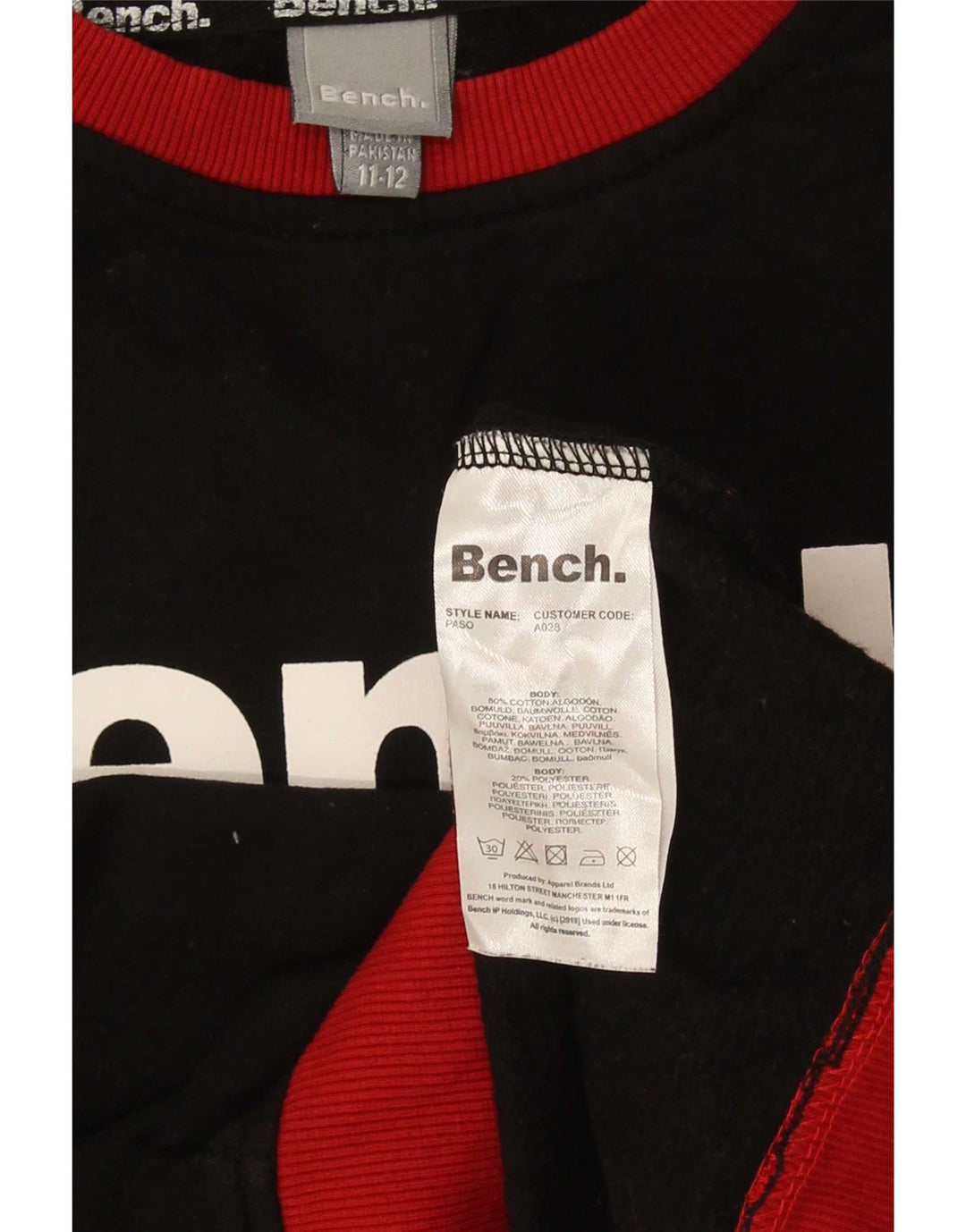 Bench Sweat-Shirt Graphique Garçon 11-12 ans Noir Coton