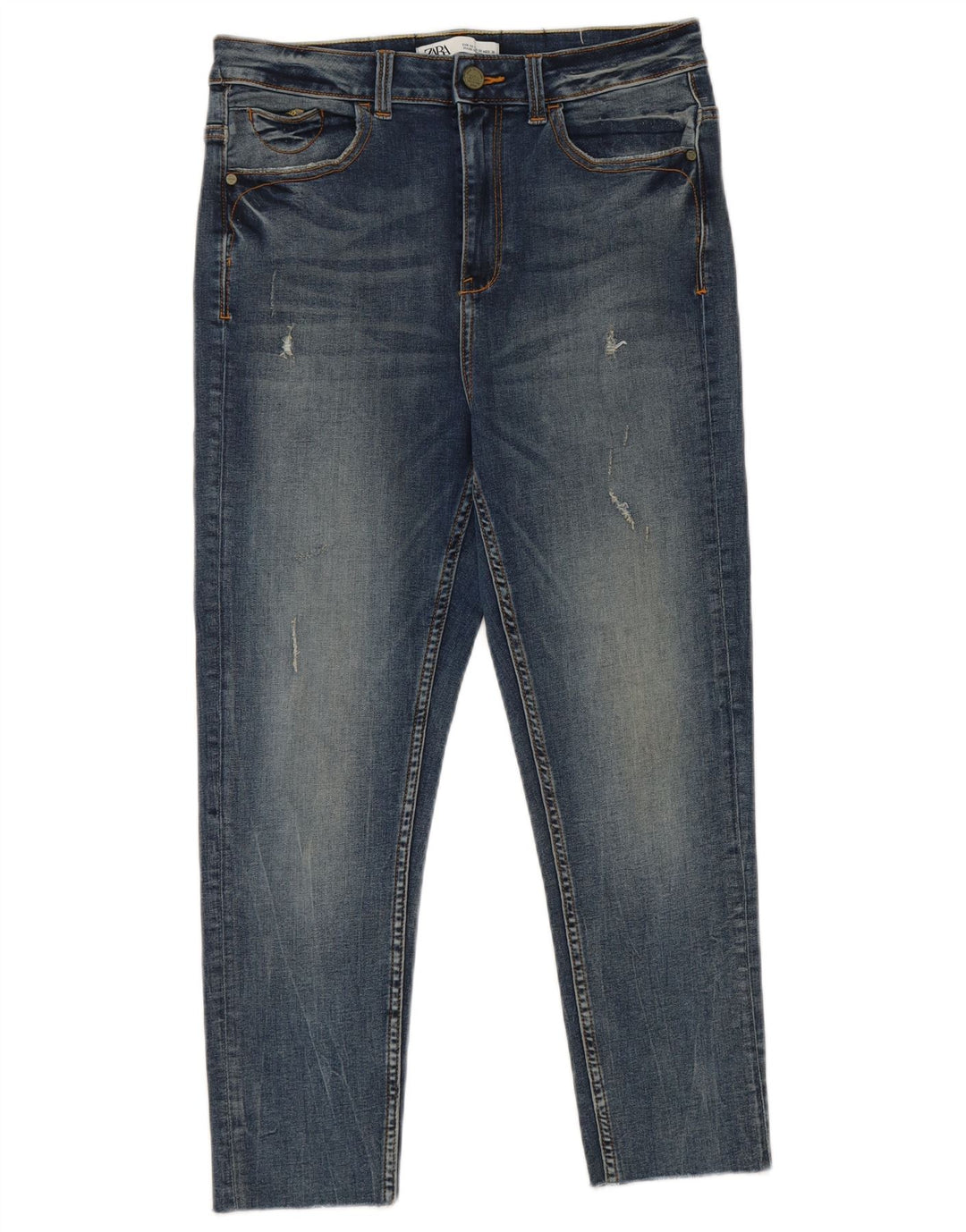 Zara Jean court pour femme EU 40 Medium W30 L24 Bleu Coton