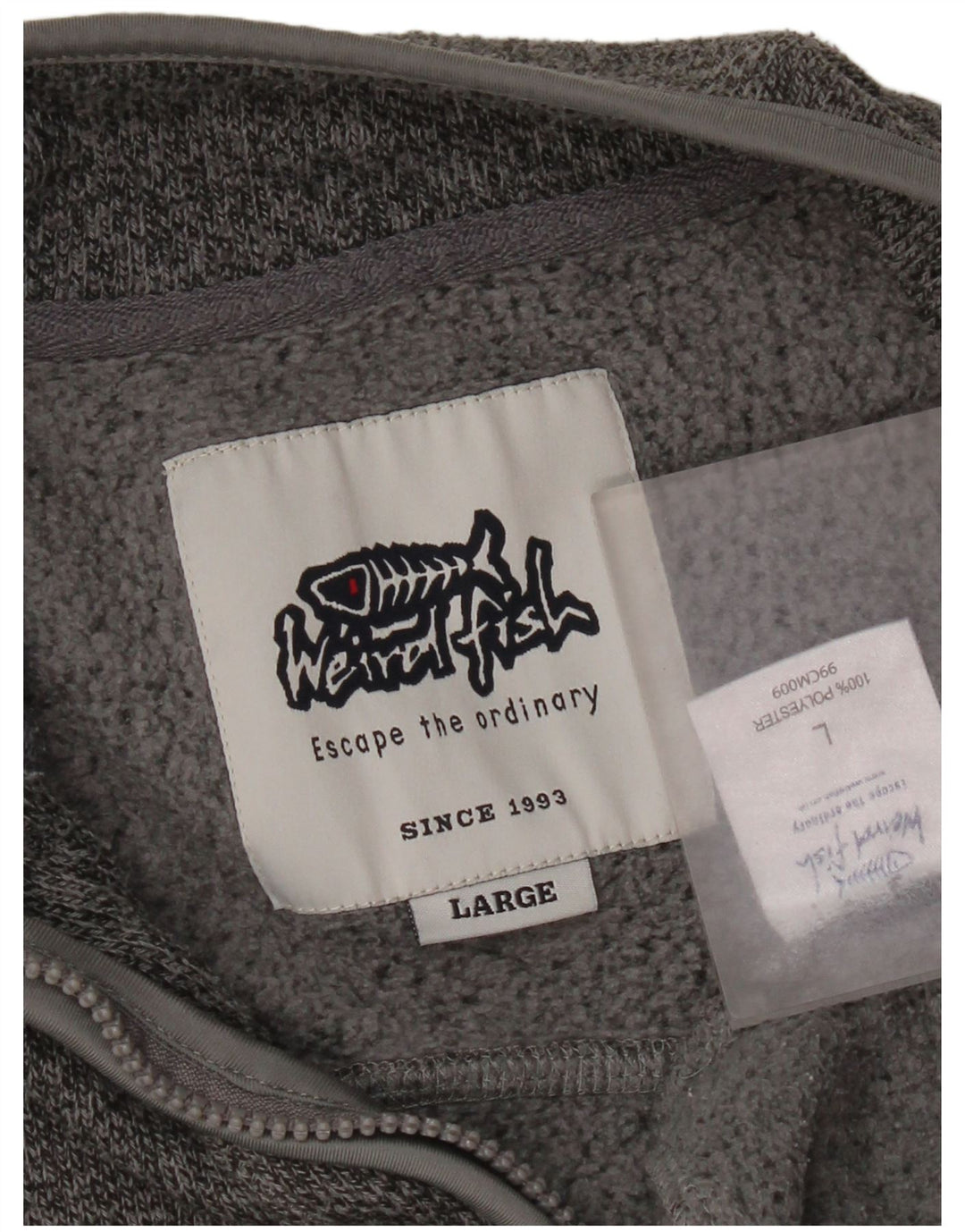 Weird Fish Sweat-shirt à col zippé pour homme en polyester moucheté grand gris