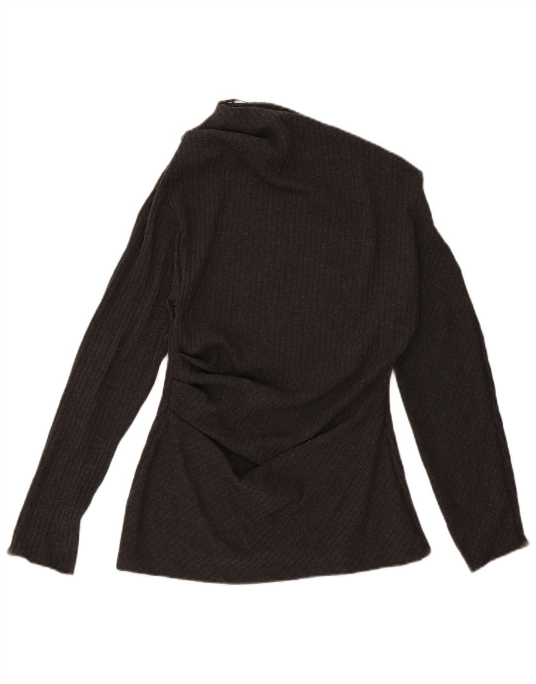 Zara Femme Top Une Épaule UK 14 Large Gris Polyester