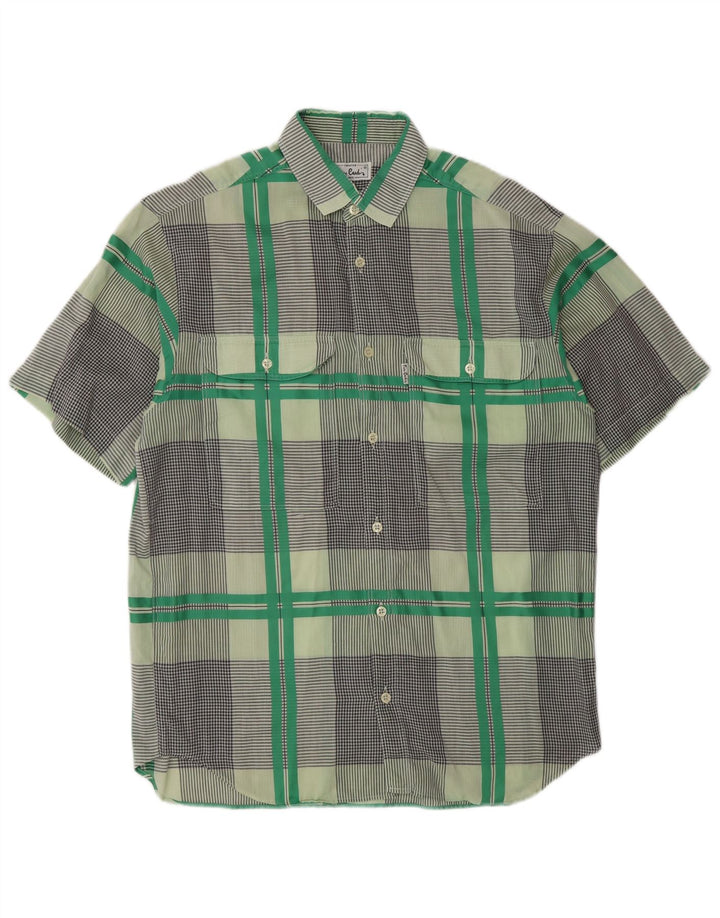 Pierre Cardin Chemise à manches courtes pour homme à carreaux vert moyen
