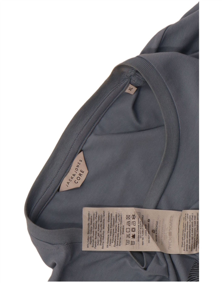 Jack & Jones T-Shirt Graphique Homme Top XL Bleu Coton