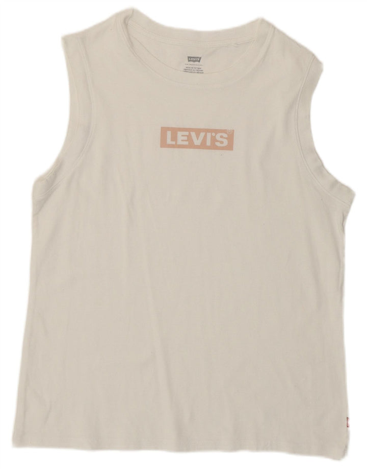 LEVI'S T-shirt graphique pour femme UK 12 Blanc moyen