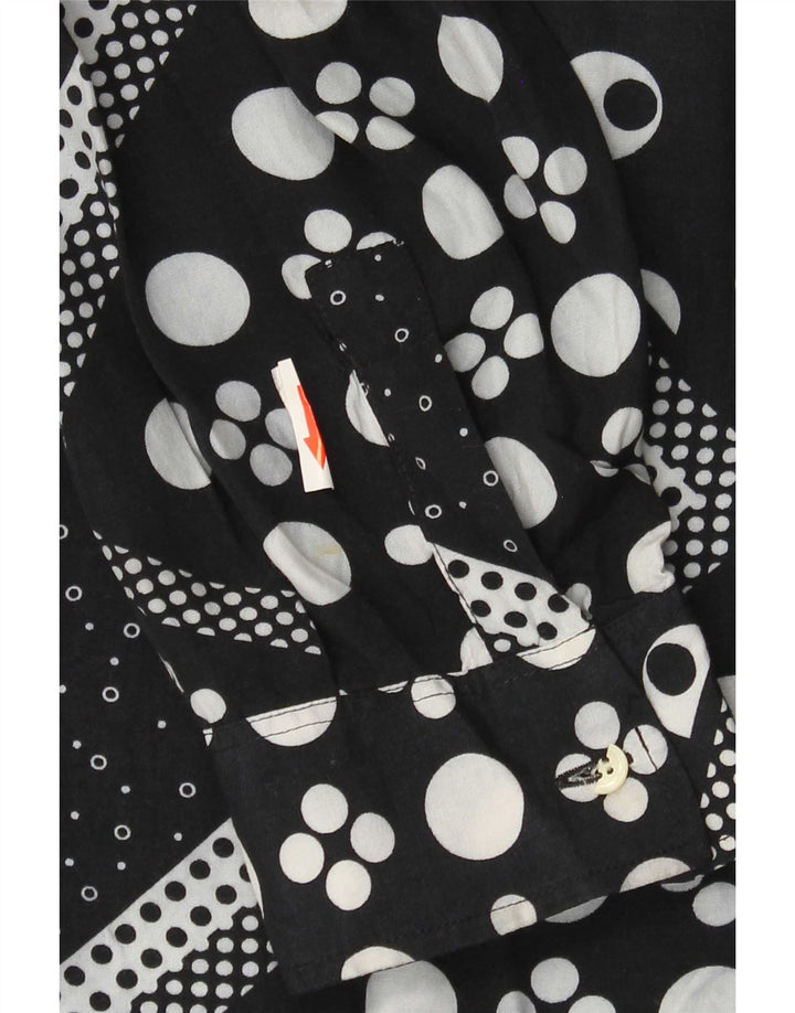 Chemise Homme Vintage XL Viscose Géométrique Noire