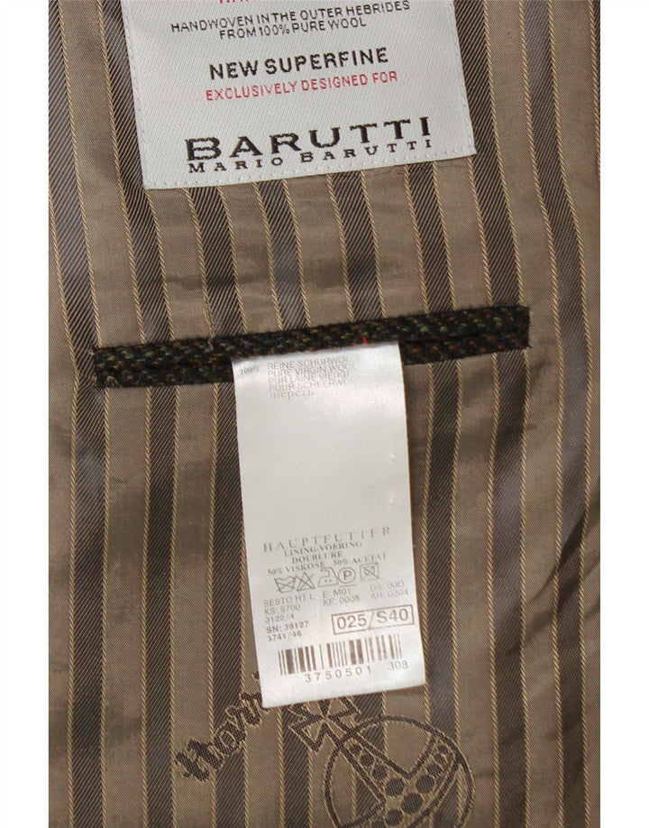 Mario Barutti Veste blazer à 3 boutons pour homme UK 46 3XL Kaki à carreaux en laine vierge