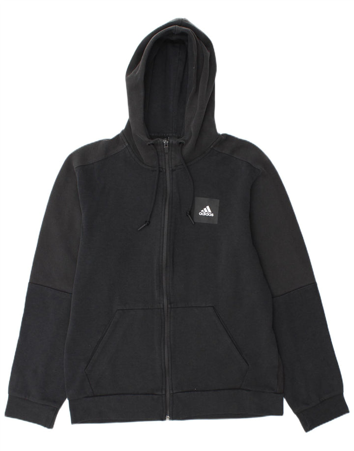 Adidas Pull à capuche zippé pour homme en coton noir moyen