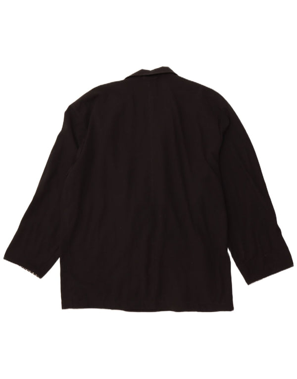 VINTAGE Mens Double Breasted Blazer Jacket UK 42 XL Black Polyester