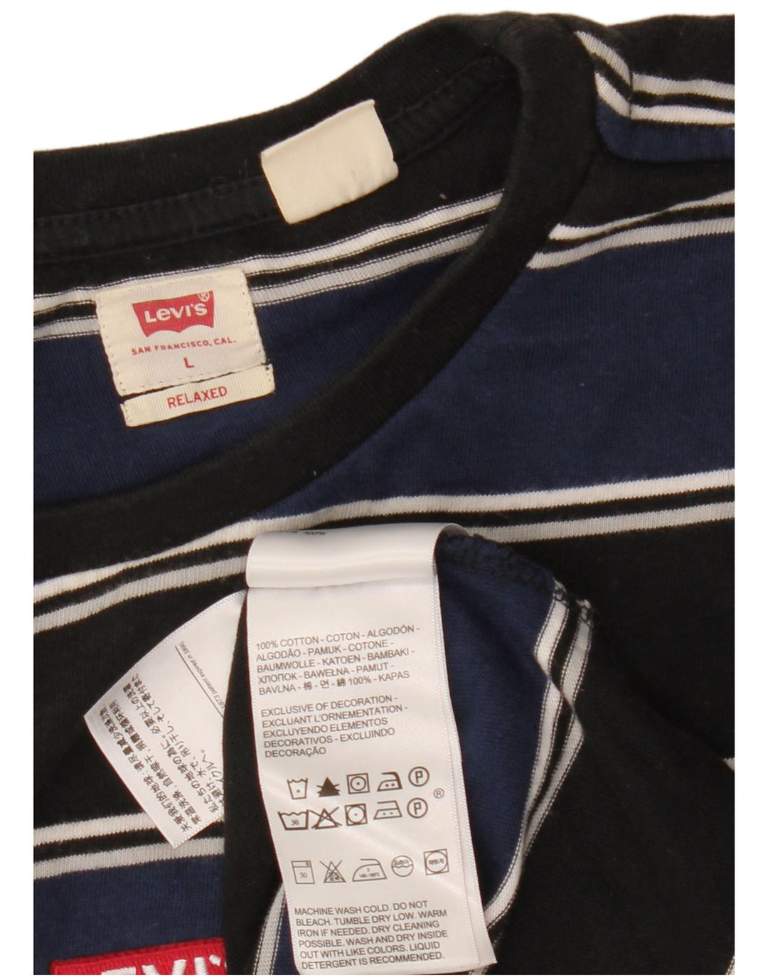 Levi's T-Shirt Homme Bleu Marine Large Rayé Coton