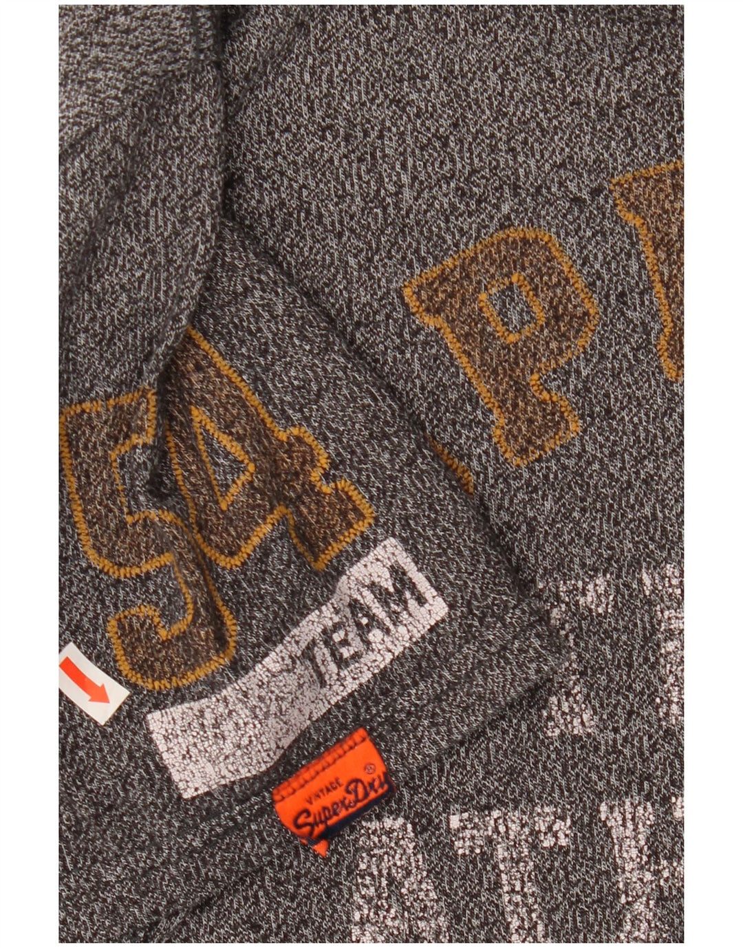 SUPERDRY Homme T-Shirt Graphique Haut Large Gris Moucheté Coton