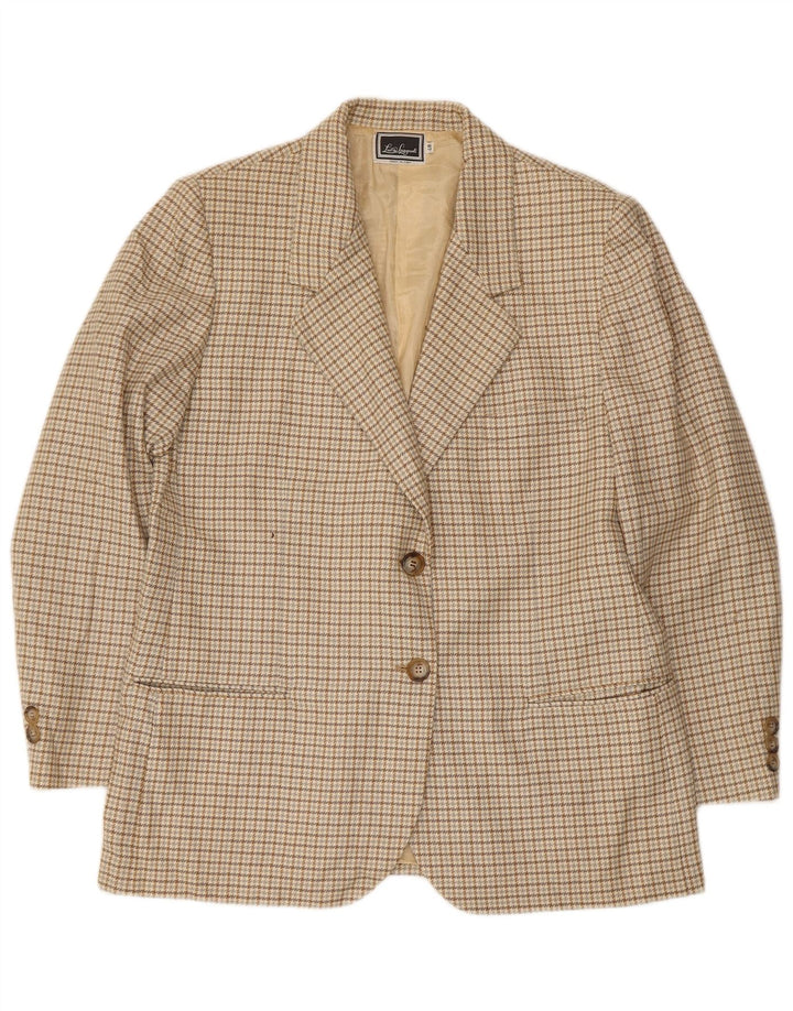 Luisa Spagnoli Veste Blazer 2 Boutons Femme IT 48 XL Beige Pied-de-Poule