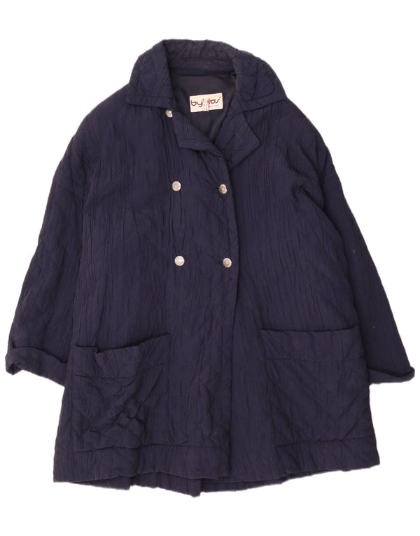 Byblos Manteau matelassé à double boutonnage pour femme UK 20 2XL Bleu marine Viscose