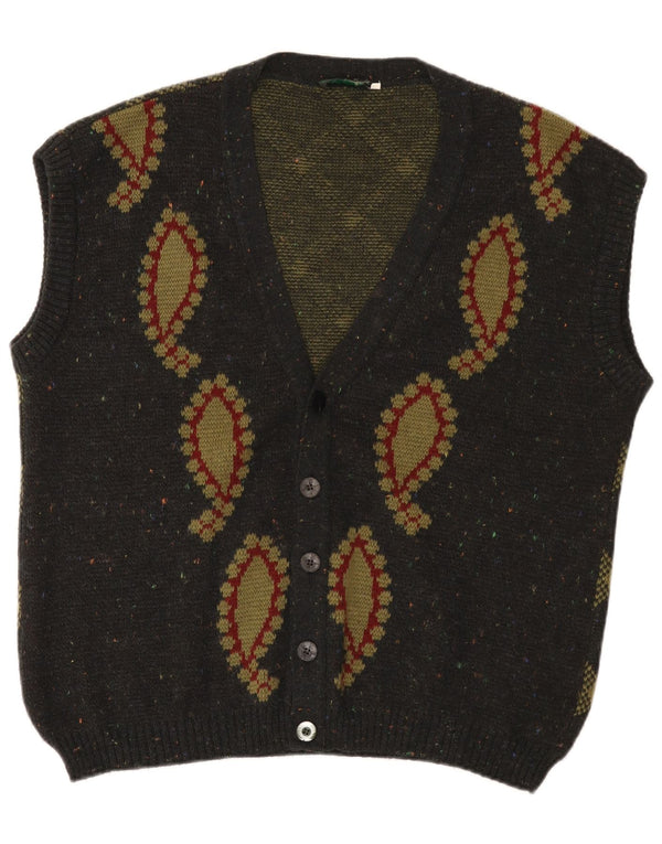 Tris Line Cardigan sans manches pour homme XL Vert Paisley Acrylique