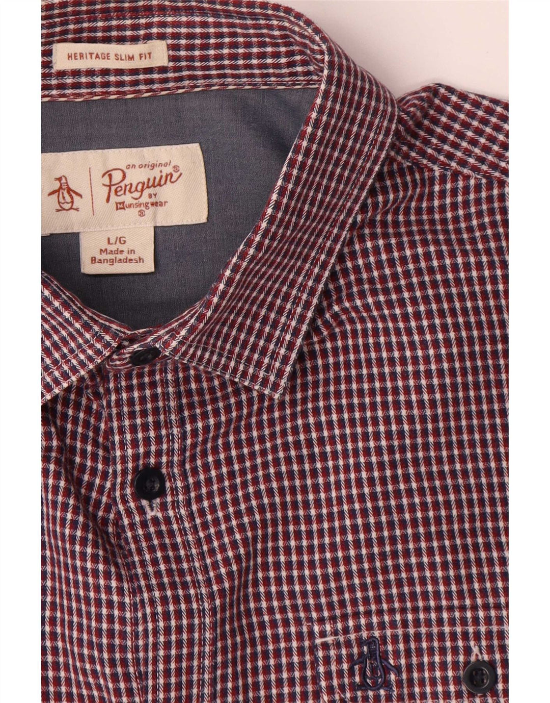 Penguin Chemise Slim Fit Heritage Homme Rouge à Carreaux en Coton